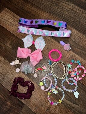Kids Purple and Pink Butterfly Hairbands & Jewelry Set